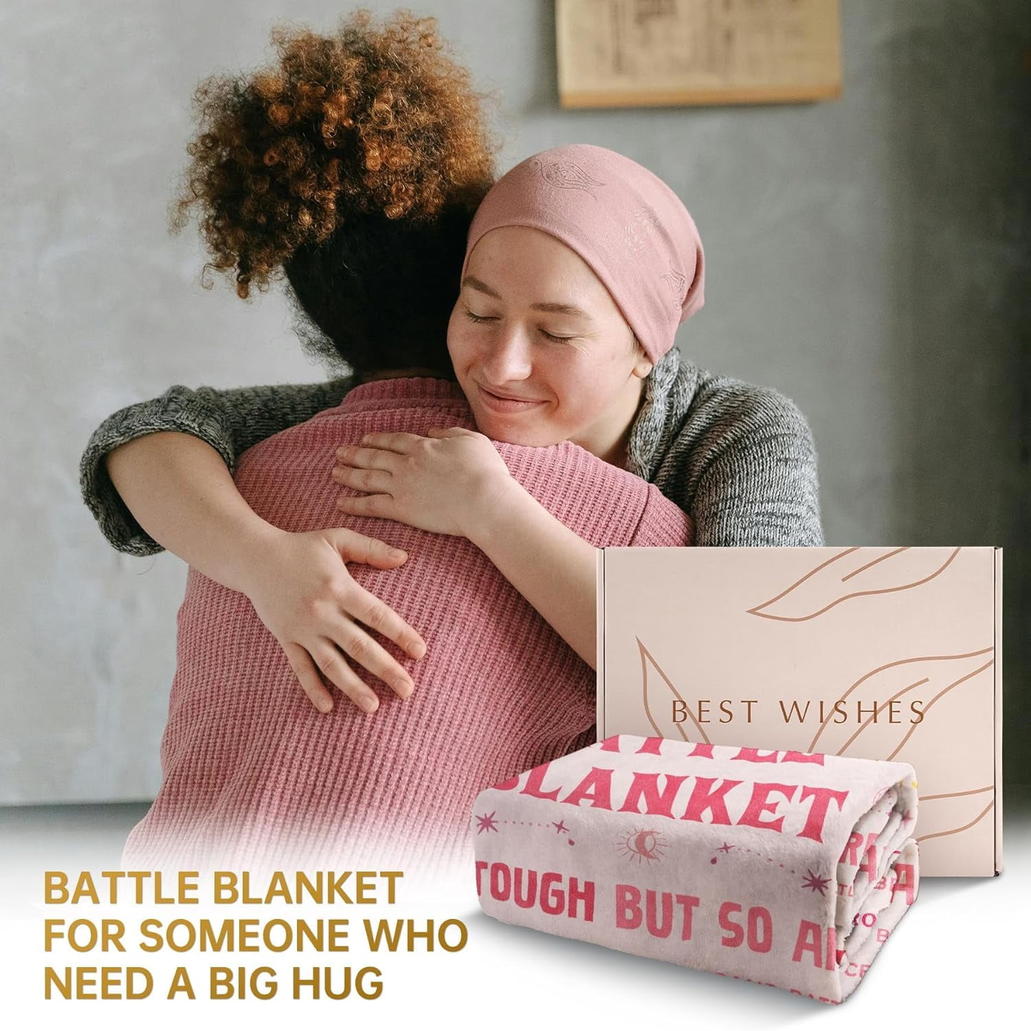 Cancer Care Gifts for Women, Get Well Soon Gifts Blanket for Her Him, Cancer Fighter Inspirational Quote Chemo Patient Gift - Meaningful Caring Message Battle Blanket