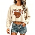 thumbnail image 2 of Crop Sweatshirt for Women Funny Football Baseball Mom Graphic Lantern Long Sleeve Pullovers Soft Lightweight Loose Fit Sweatshirts Trendy Print Shirts Daily Travel Outfits, Beige L, 2 of 4