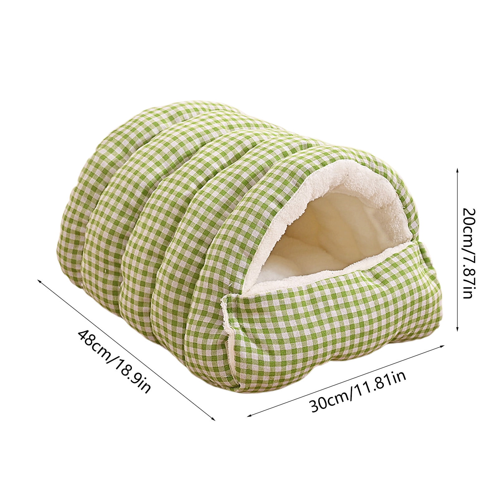 Nebwoak Winter Warm Small Pet Bed - Washable Semi-Enclosed Cat/Dog Bed, Dual-Purpose (Open/Closed), Wear-Resistant Cloth, Fits Pets Under 5 lbs, Green, Compact 18.9x11.8x7.87in