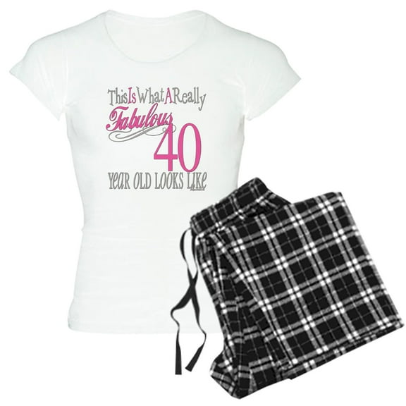 CafePress - 40Th Birthday Fabulous - Women's Short Sleeve Print T-Shirt and Pants Light Cotton Pajama Set