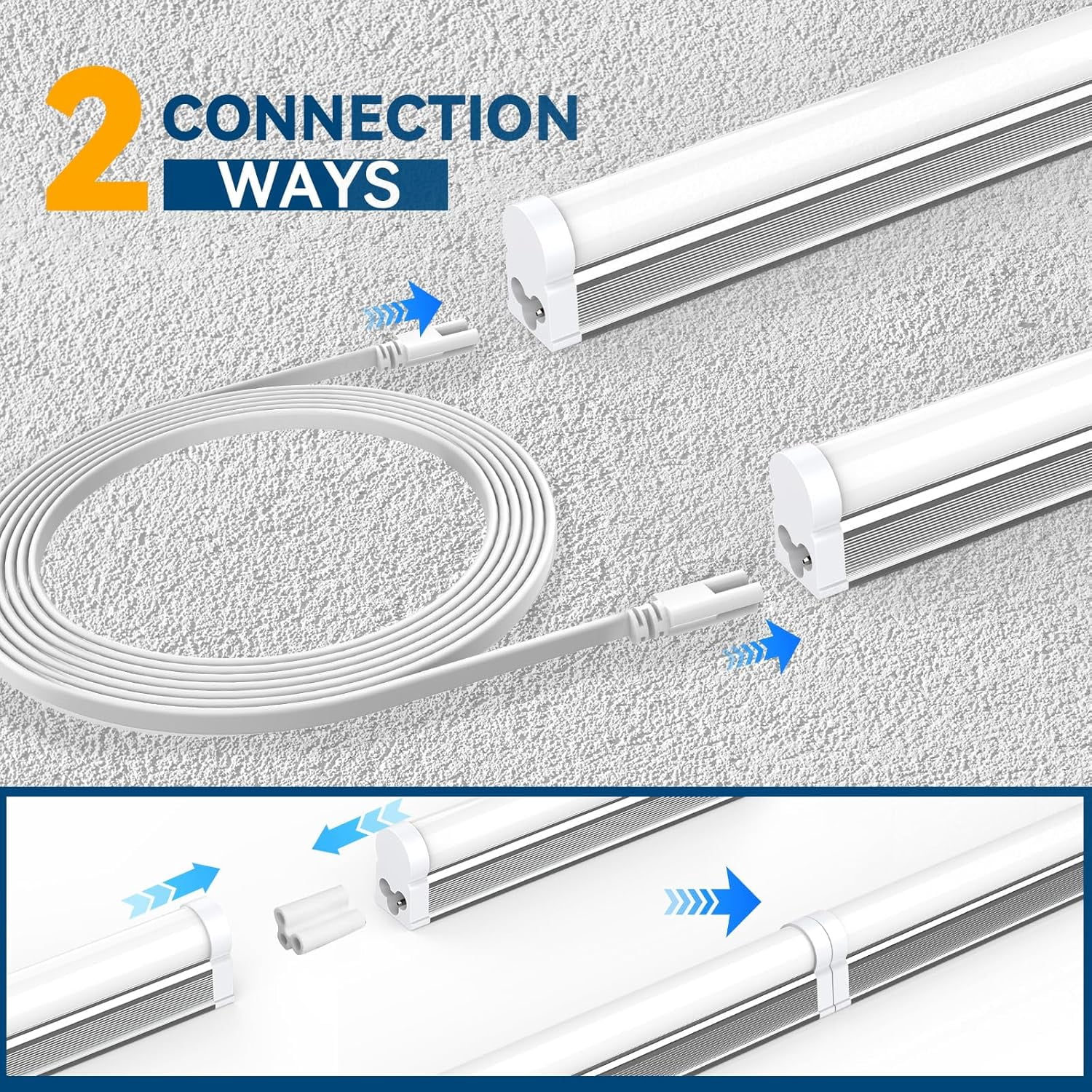 JESLED 4FT T5 LED Shop Lights, Linkable Utility Light Fixture, 20W 2600LM Super Bright 6500K White, 6-Pack