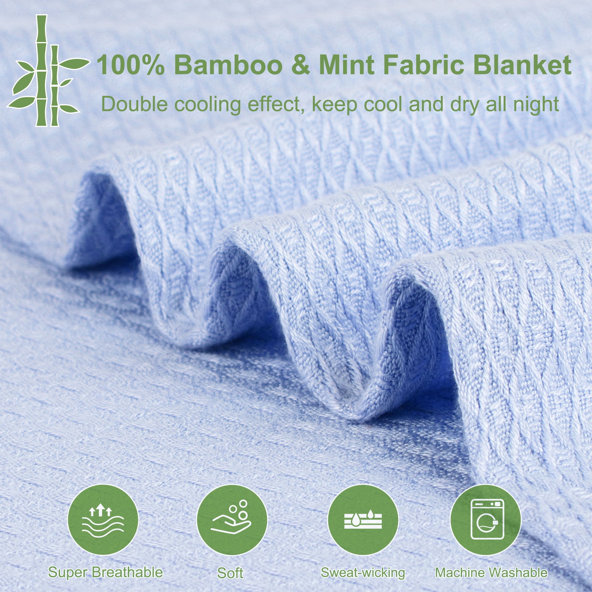 REGALWOVEN Bamboo Viscose Cooling Blanket All Seasons Breathable for Hot Sleepers for Bed, Sofa King Light Blue