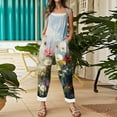 thumbnail image 5 of Women's Floral Print Jumpsuit - Vintage Strappy Cotton Linen Overalls for Summer Casual & Boho Style ,Light Blue,M, 5 of 5