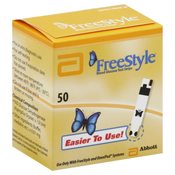Freestyle Blood Glucose Test Strips, 50 Count - Walmart.com.