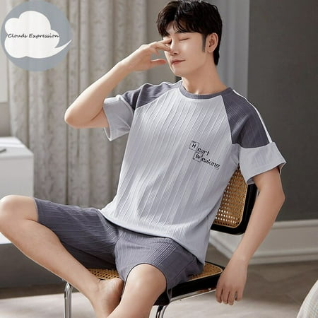 

QWZNDZGR Summer Pyjamas Cotton Cartoon Women s Pajama Sets Couple Stripe Sleepwear Mujer Pyjamas Nightwear Mens Pajamas 3XL Home Clothing