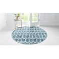 thumbnail image 3 of Rugs.com Lattice Trellis Collection Rug – 5 Ft Round Blue Low-Pile Rug Perfect For Kitchens, Dining Rooms, 3 of 9
