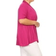 thumbnail image 2 of Moa Collection Women's Plus Size Short Sleeves Draped Open Front Casual Solid Cardigan, 2 of 5