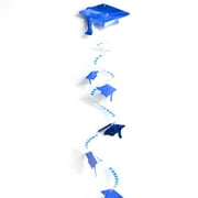 Blue School Graduation Grad Caps Whirls Streamers Hangers Decoration 3 Pack