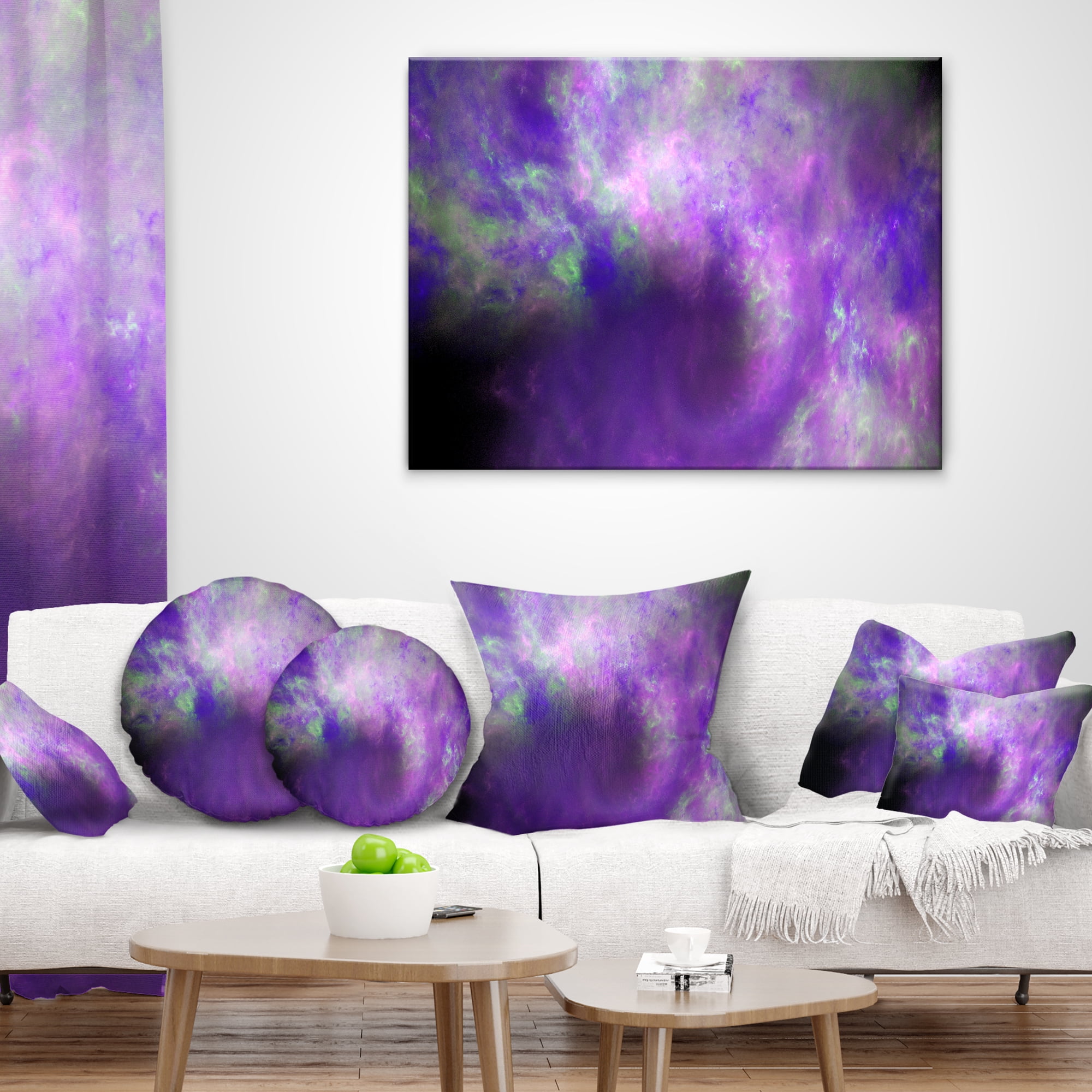 Designart Perfect Light Purple Starry Sky - Abstract Throw Pillow - 16x16
