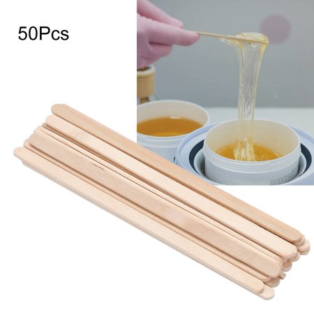 Cergrey 50pcs Disposable Wooden Depilatory Wax Applicator Stick