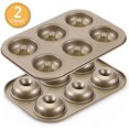 thumbnail image 2 of Donut Baking Pans, Non Stick 6 Cavity Pan,gold 10.4*7.2*1.7 Inches, 2 of 3