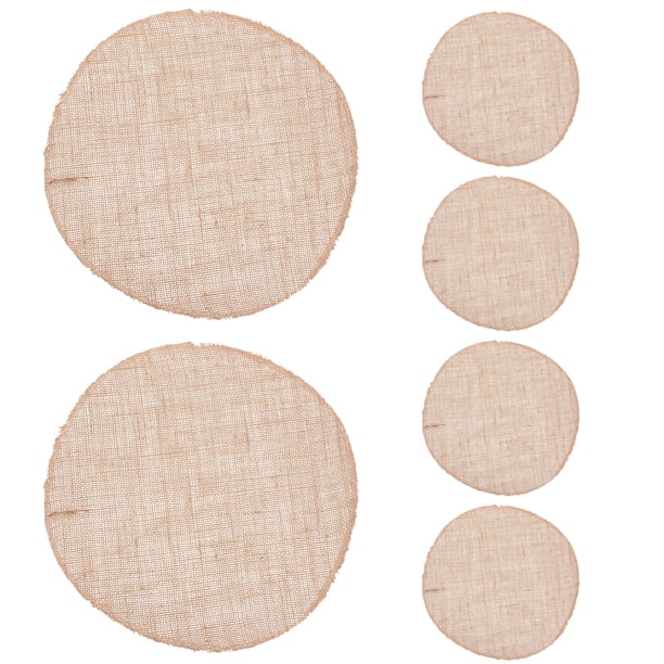 Juego de 6 manteles individuales redondos de arpillera: manteles individuales rústicos de yute para mesas de comedor, resistentes al calor, de estilo rústico natural, para decorar Acción de Gracias.
