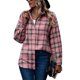 thumbnail image 1 of Mujer Casual Camisa a cuadros Manga larga Abrigo de solapa casual de un solo pecho para Todas las Temporadas, 1 of 8