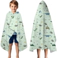 thumbnail image 3 of LightGreen Cartoon Dinosaurs Pattern Hooded Bath Towel，50"x30" for Ages 3 To 12 Kids, Quick Dry Lightweight Soft Microfiber Hood Beach Towel Cover Up for Kids, 3 of 7