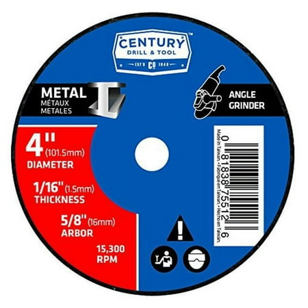 UPC: 0081838755126 | Century Drill & Tool 75512 Thin Masonry Cutting Wheel Type1A – 4 x 1 in.