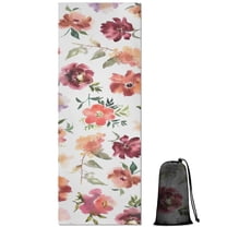 Pioneer Flower Floral Print Pattern Hot Yoga Mat Towel Non Slip for Hot Yoga - Quick-Drying Yoga Mat Cover with 4 Corner Pockets with Travel Bag - Hot Yoga Towel Non Slip 70"x26"