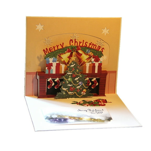 BQBQERT Merry Christmas Greeting Card 3D Card with Envelope Tree Postcard Party Invitation Decoration