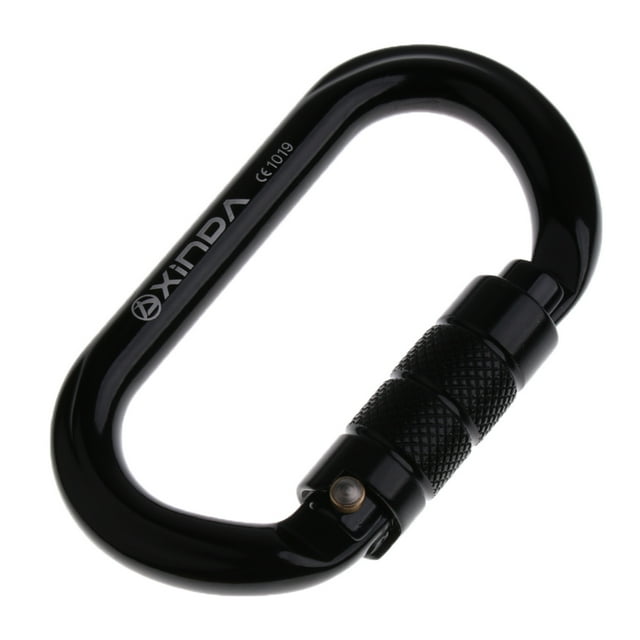 Mosquetón de bloqueo automático kusrkot de aluminio 25KN forma ovalada negro