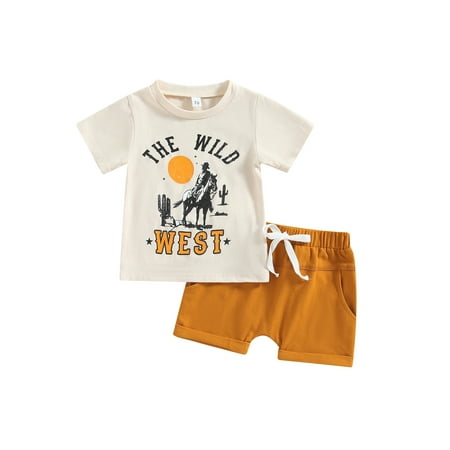 

Lieserram Toddler Baby Boys Summer Clothes 3 6 12 18 24 Months 2T 3T Short Sleeve Graphic T-Shirt + Short Pants Set