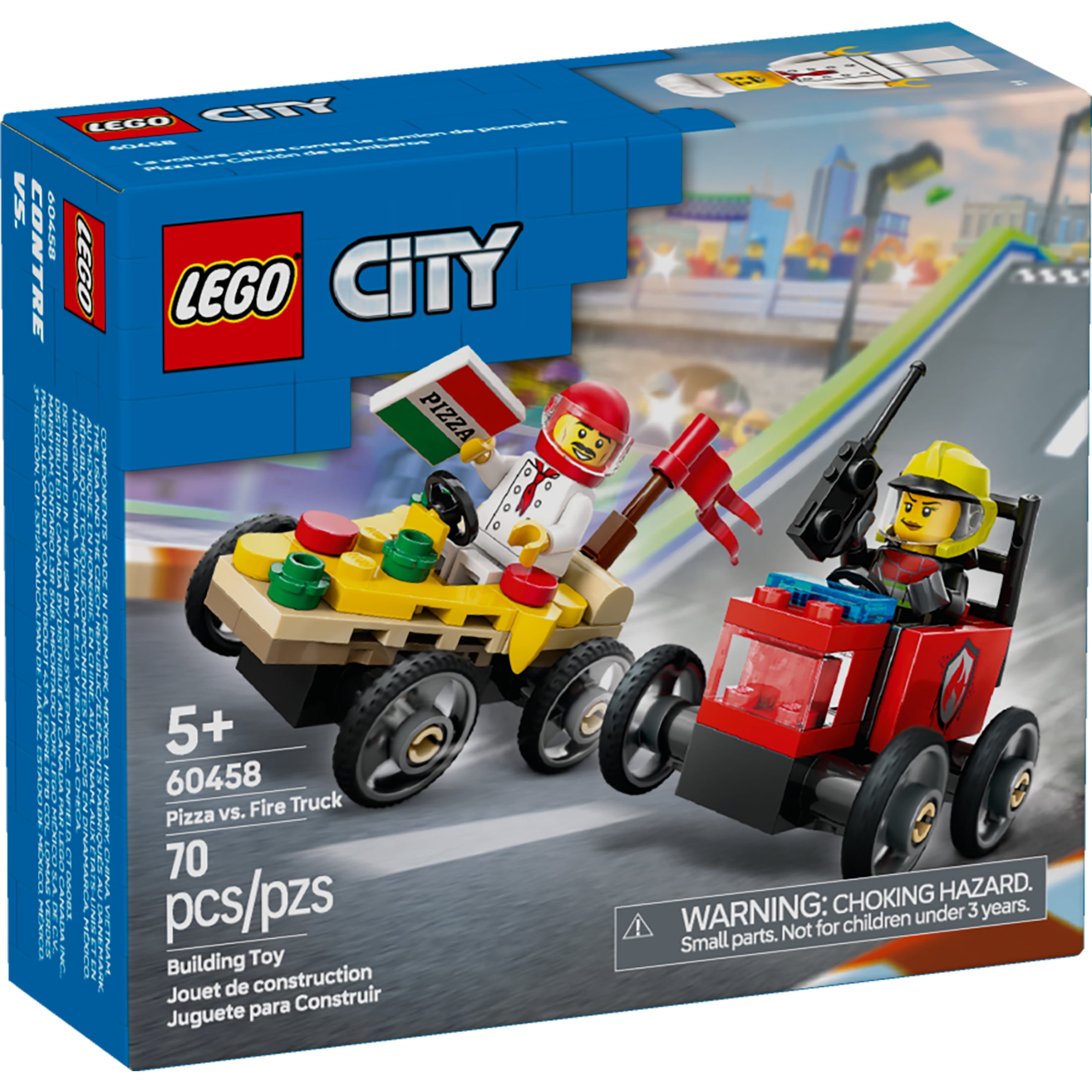 LEGO City Pizza vs. Fire Truck Race Car Pack Toy   Building Toy for Kids, Boys & Girls, Ages 5+  Eas(图3)