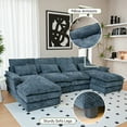 thumbnail image 3 of 110 U-Shaped Couch, Blue Cloud Modular Sectional Sofa, 4 Seats with Pillows for Living Room, Ultra Comfy Chenille Fabric, Deep Double Cushions, 3 of 11