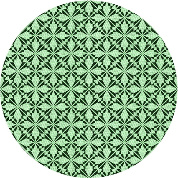Ahgly Company Indoor Round Patterned Pale Green Area Rugs, 4' Round