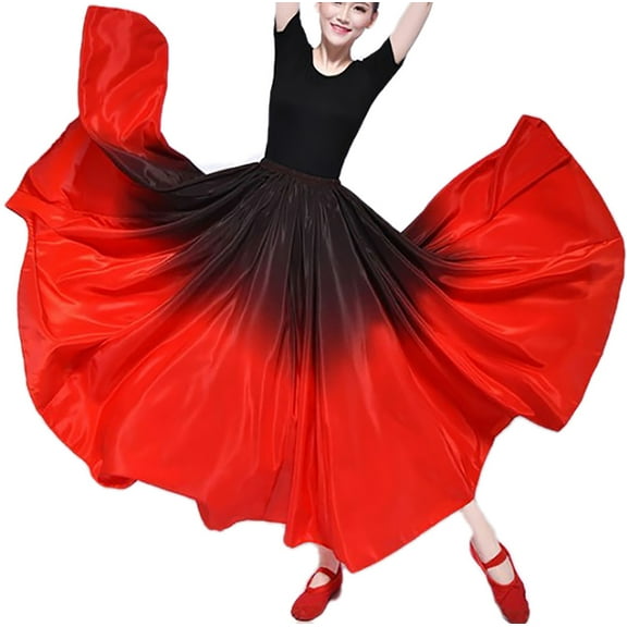 Elastic Waist Women Ladies Adult Satin Swing Full Circle Long Ballroom Skirt Long Full Circle Dance Skirt