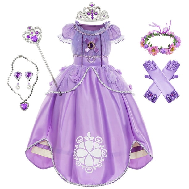 Vestido de Princesa Sofía para niña, disfraz de Cosplay con apliques de perlas, ropa de tul mullida de lujo para Halloween, nuevo Fivean unisex