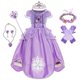 thumbnail image 1 of Vestido de Princesa Sofía para niña, disfraz de Cosplay con apliques de perlas, ropa de tul mullida de lujo para Halloween, nuevo Fivean unisex, 1 of 2