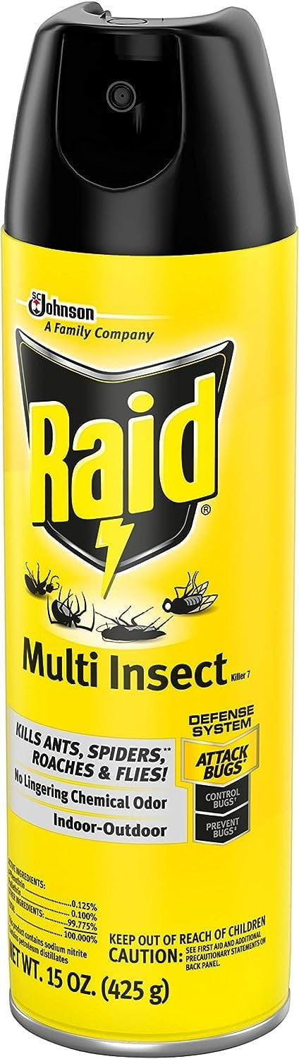 Raid Multi Insect Killer Spray - Kills Ants, Roaches, Spiders, Flies - 15 Oz, Pack of 4