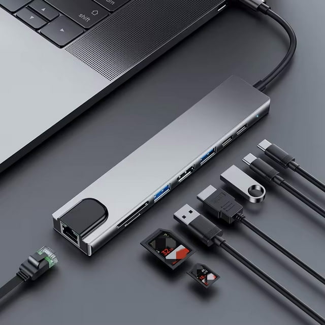 Klonfd Universal Type C Adapter Hub 8 In 1 USB C Docking Station With Multiple Ports For Enhanced Connectivity And Versatile Functionality