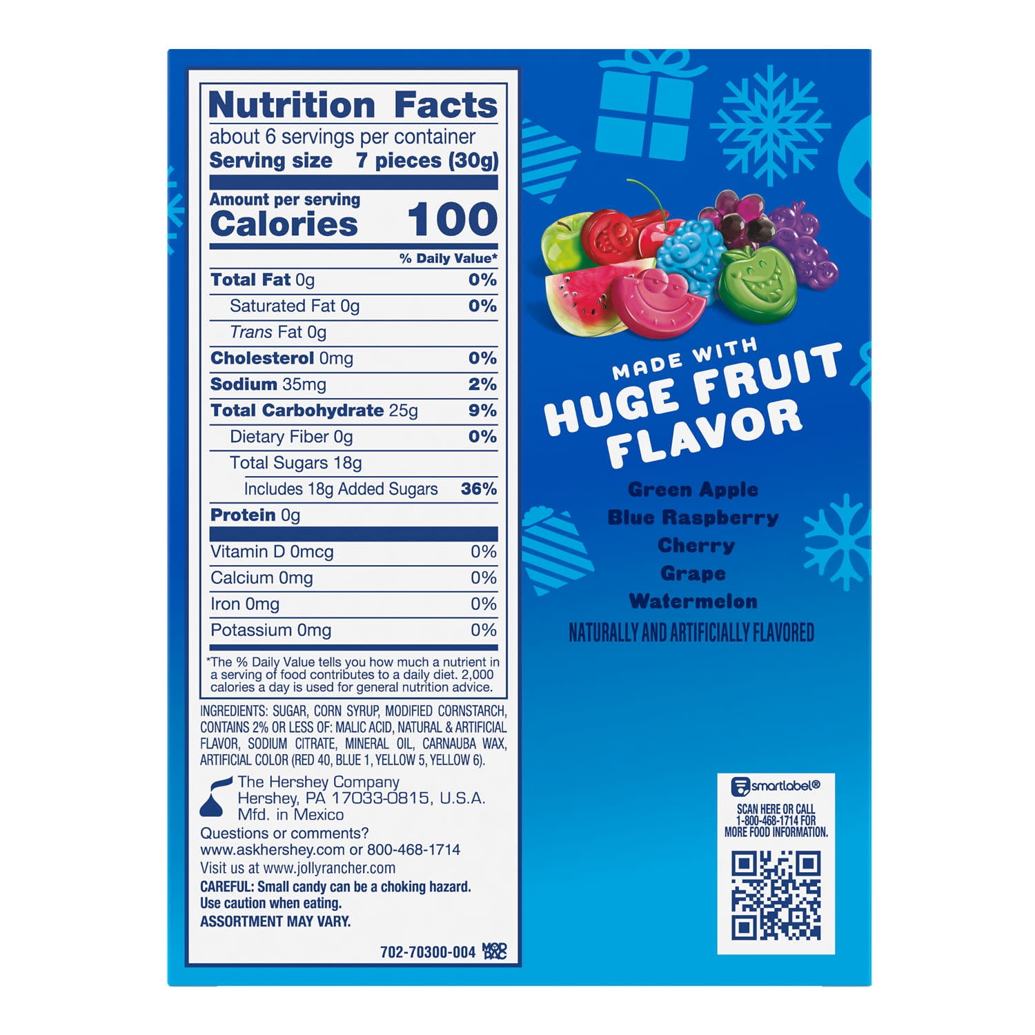 (2 pack) Jolly Rancher Gummies Original Fruit Flavored Christmas Holiday Candy Stocking Stuffers, Gift Box 6 oz