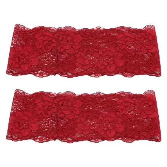 Blarkrus 2 Pack Lace Headband Stretchy, Elastic Hollow Out Design, for Women Hair Accessories Setup and Daily Use, Red
