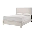 thumbnail image 2 of Beautiful Lustrous White Cream Finish Queen Size Panel Bed Wooden 4pc Bedroom Set, 2 of 9