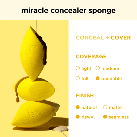 Real Techniques Miracle Concealer Sponge, Makeup Sponge for Liquids & Creams, Yellow, 1 Count