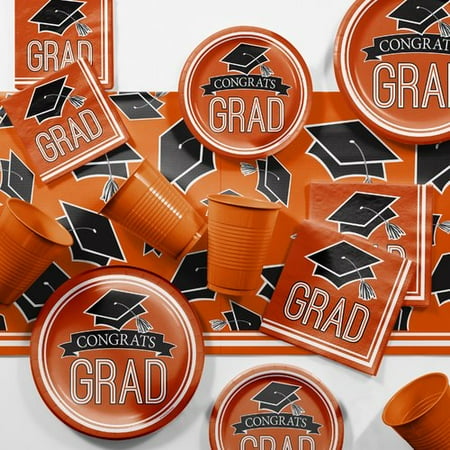 - Graduation School Spirit Orange Party Supplies Kit