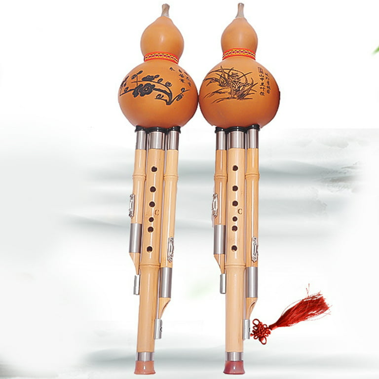 Chinese Handmade Hulusi Bamboo Gourd Cucurbit Flute Ethnic Musical  Instrument bB Key for Beginner Music Lovers (Random Pattern)