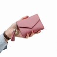 thumbnail image 1 of Small pink wallet women leather leather chain tassel gold pink, 1 of 3