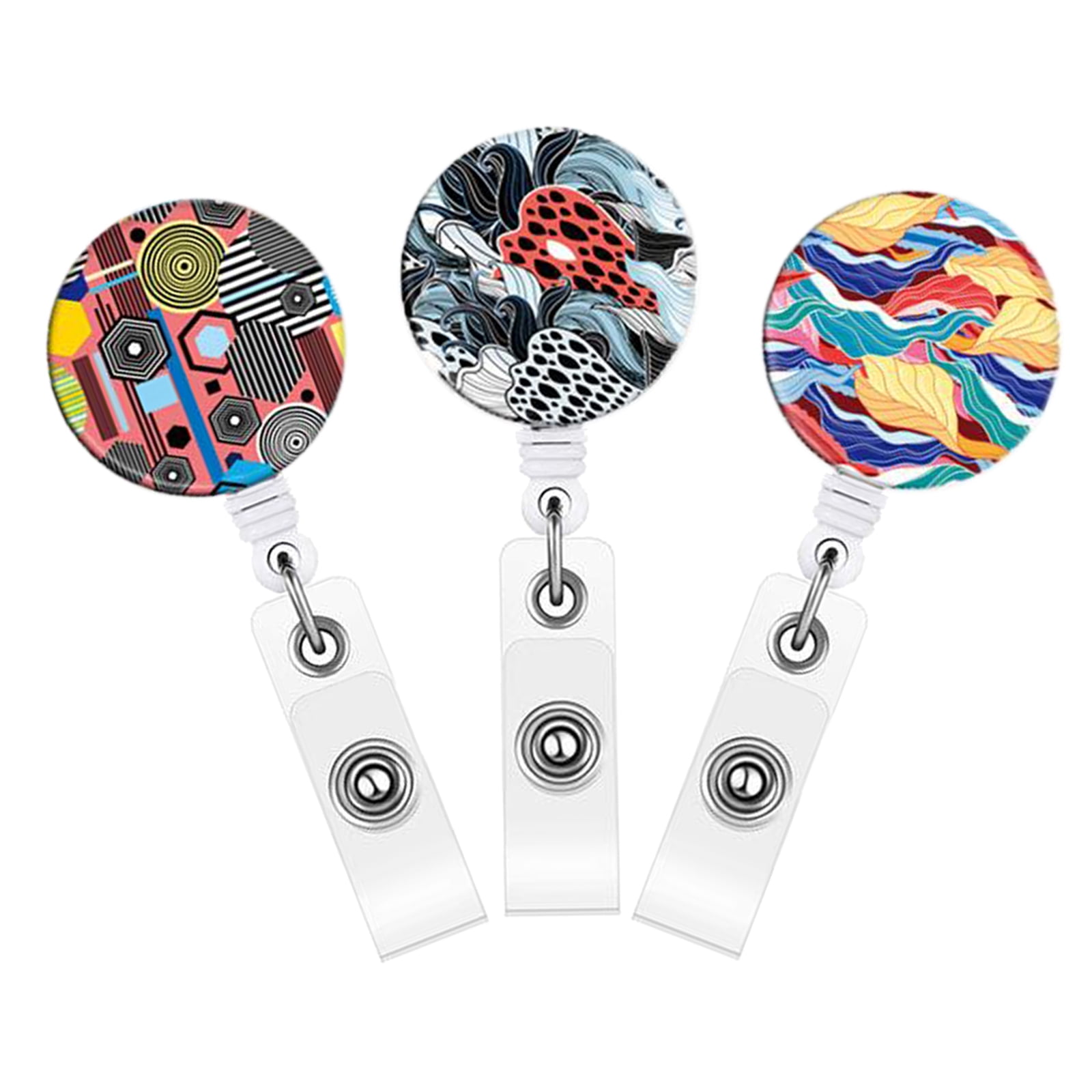 3 Pack Retractable ID Name Badge Holder Reels with Swivel Alligator