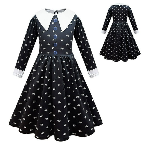 Girls Black Cosplay Dress Halloween Long Sleeve Costume for 4-10 Years