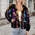 thumbnail image 3 of Jackets for Women Winter Coat Jackets Flannel Stand Collar Jacket(Dancing Skeletons,Size:S-4XL), 3 of 7
