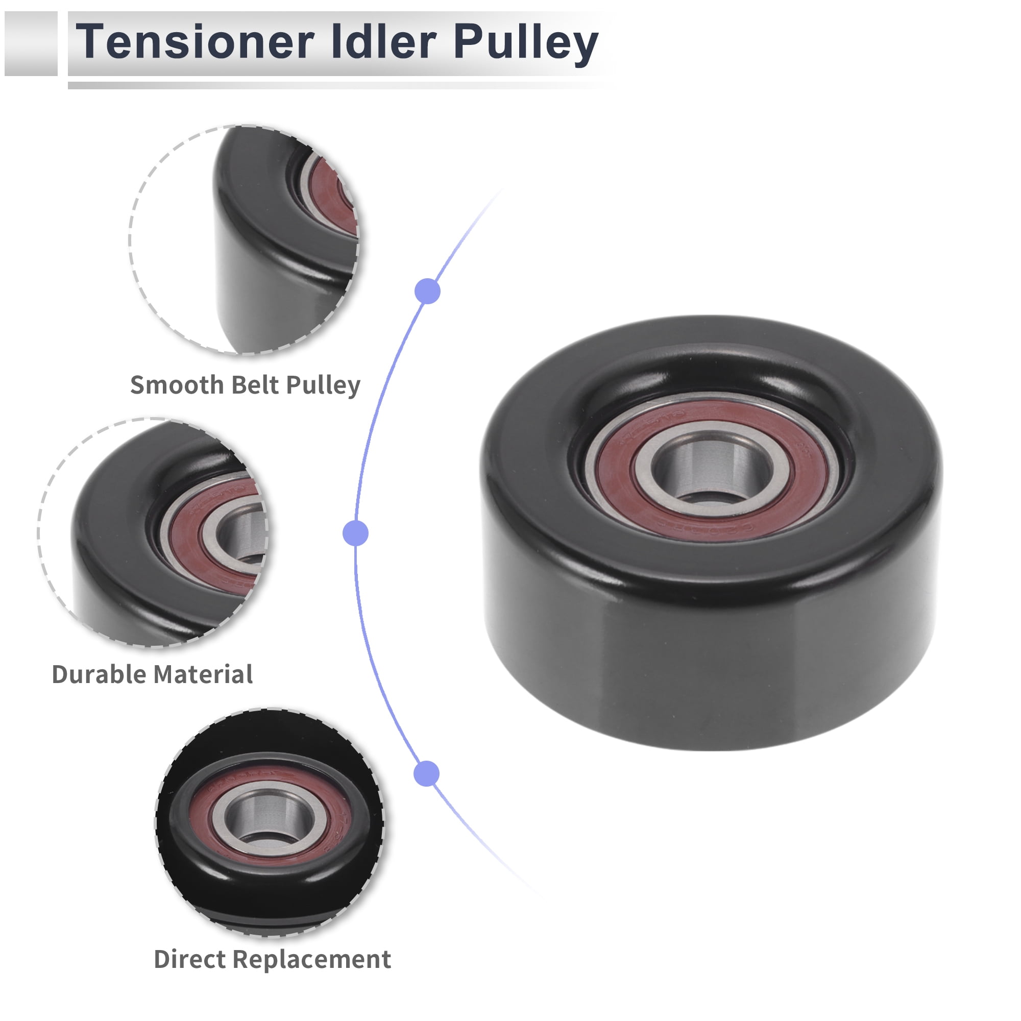 Unique Bargains Drive Belt Idler Pulley for Toyota Camry 2003-2018 Serpentine Tensioner Pulley Idler  No.1660328011 Steel Black 1 Pcs