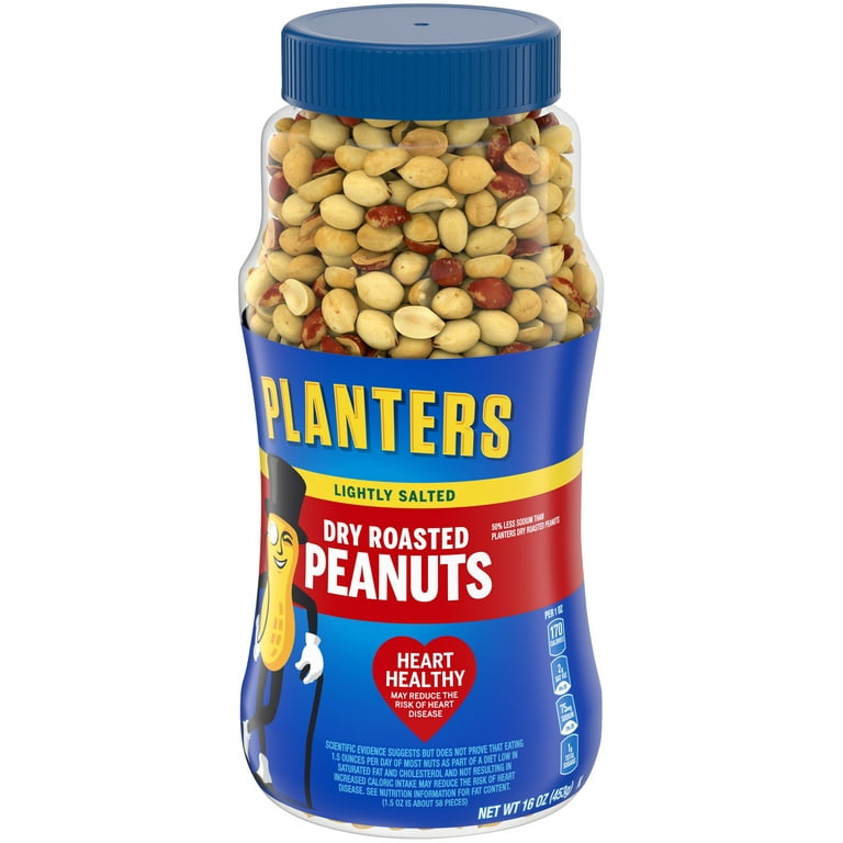 udslettelse Mountaineer Udrydde Planters Lightly Salted Dry Roasted Peanuts, 16 oz Jar - Walmart.com