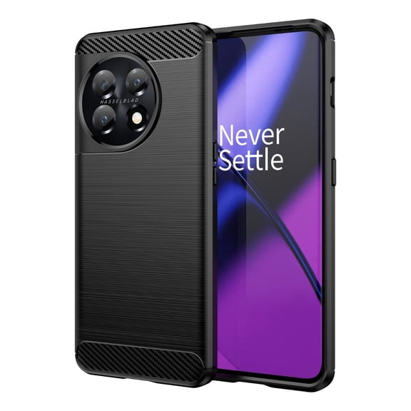 Rosebono Compatible With OnePlus 11 5G Carbon Fiber Texture Pattern TPU Case (Black)