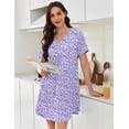 thumbnail image 4 of EKOUAER Nightgowns for Women Cotton Night Gowns Pleated Nightshirts Henley V Neck Sleepshirts Short Sleeve Sleepwear, 4 of 6