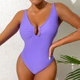 thumbnail image 4 of Lilgiuy Women's Solid Set Swimsuit One-Piece Filled Bra Swimwear Beachwear,Purple,8 Winter Clothes for 2022, 4 of 5