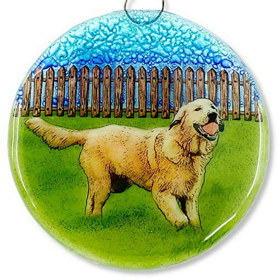 Golden Retriever Dog Christmas Tree Ornament - Art Glass Light Catcher