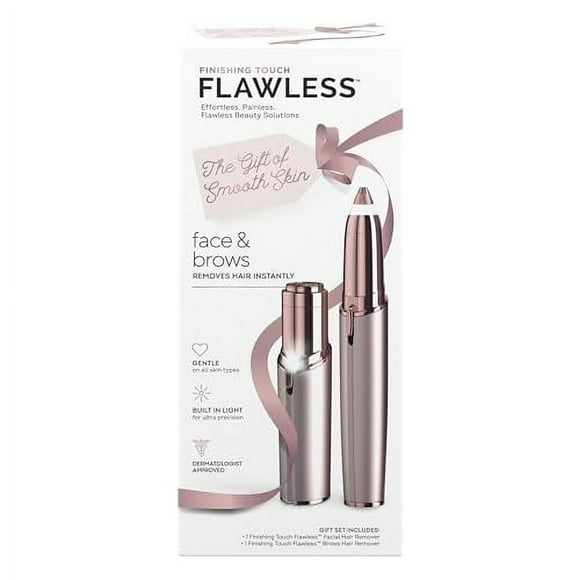 Finishing Touch Flawless Coffret Cadeau, Pack de Vacances, Épilateur Visage & Sourcils, Blush, 2 Unités