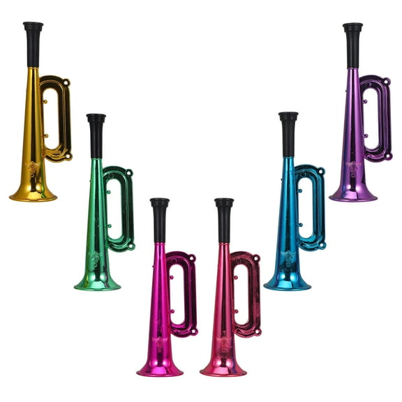 SOPOTUTU 12Pcs Durable Plastic Noise Makers Assorted Colors for Soccer Cheering and Game Day Fun