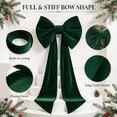 thumbnail image 6 of SomWiBe Bow Tree Topper Double-Layer Fabric Bow Floor-Length Tails Handmade Green Cloth Christmas 1-Count, 6 of 7
